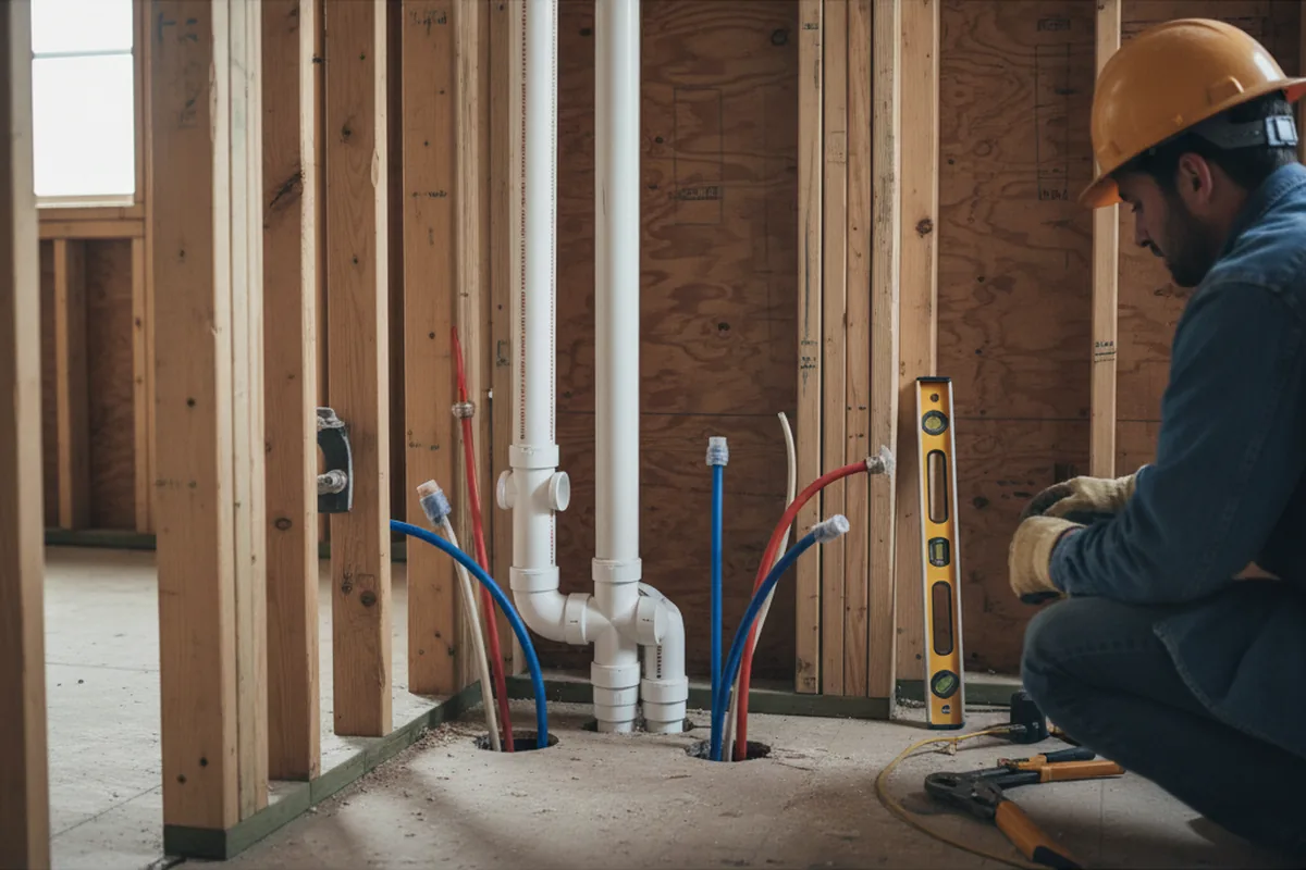 Drain and supply rough-in during Drain Cleaning in Priddy