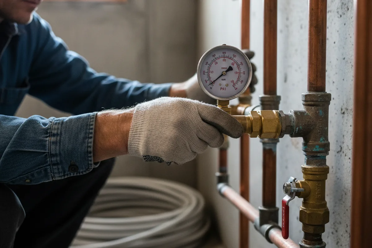 Pressure testing a repaired line during Water Line Repair in Priddy